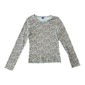 Old Navy Girls Cheetah Print Long Sleeve Tee Tshirt XL 14-16